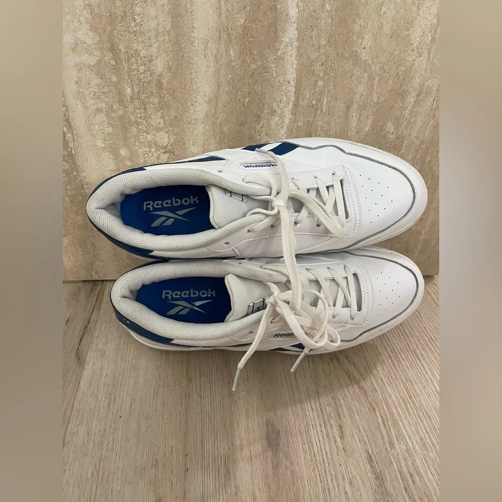 Reebok White and Blue Classic Sneakers - Picture 5 of 9